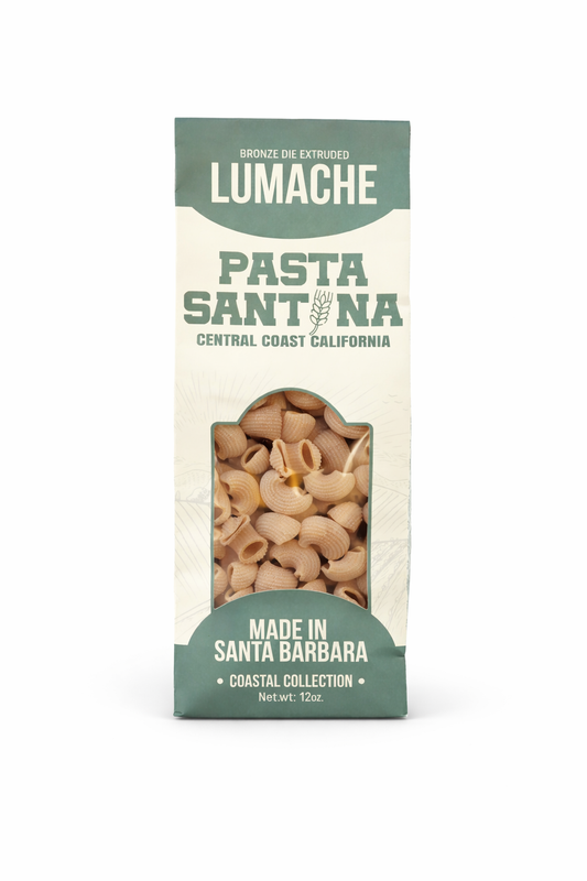 Pasta Santina, 12oz Lumache pasta packaging on a white background