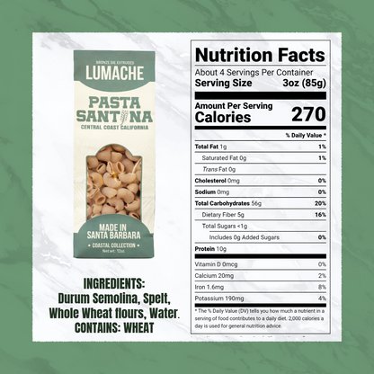 Nutrition Facts with image of Lumache Pasta.