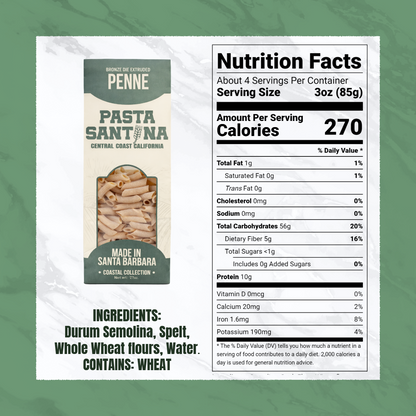 Nutrition Facts with image of Penne Pasta.