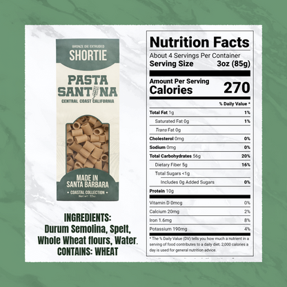 Nutrition Facts with image of Shortie Pasta.