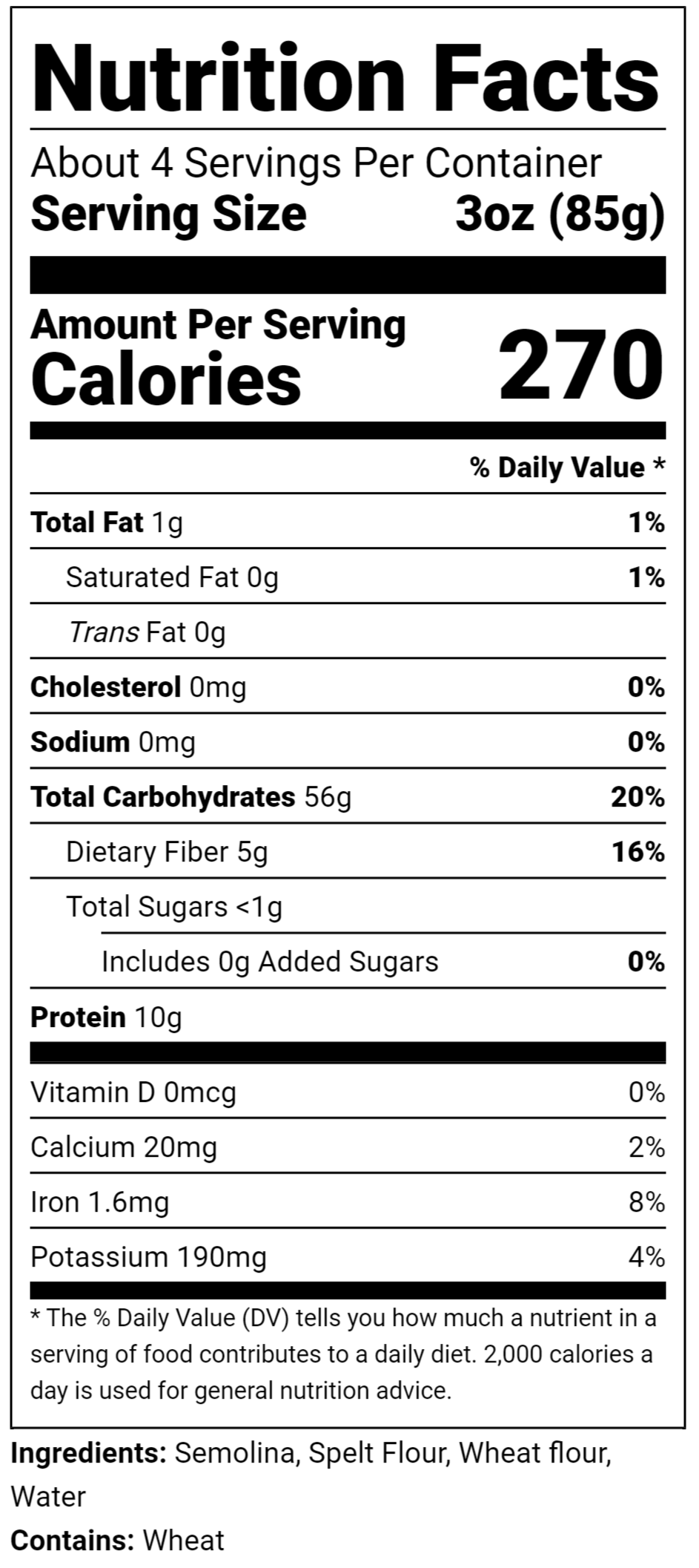 Nutritional Facts - Coastal collection recipe