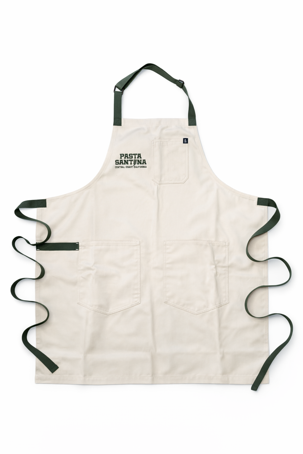 Sand apron with green straps on a white background